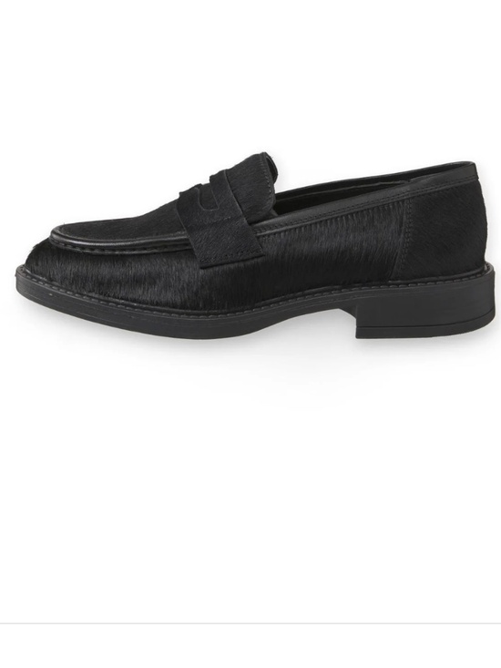 YAYA minimalist black leather pony hair slip on penny loafers EU 40 - Picture 2 of 13